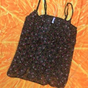 Beautiful ruffled sheer tank blouse